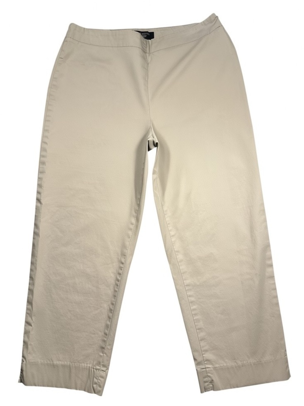 Talbots 9P Petites Classic Side Zip Cropped Pants Khaki Cotton Stretch Workwear